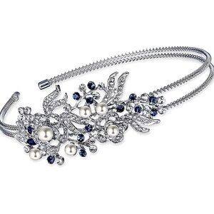 NEW!!! Ever Faith Austrian Crystal & Pearl Silver-Tone Headband